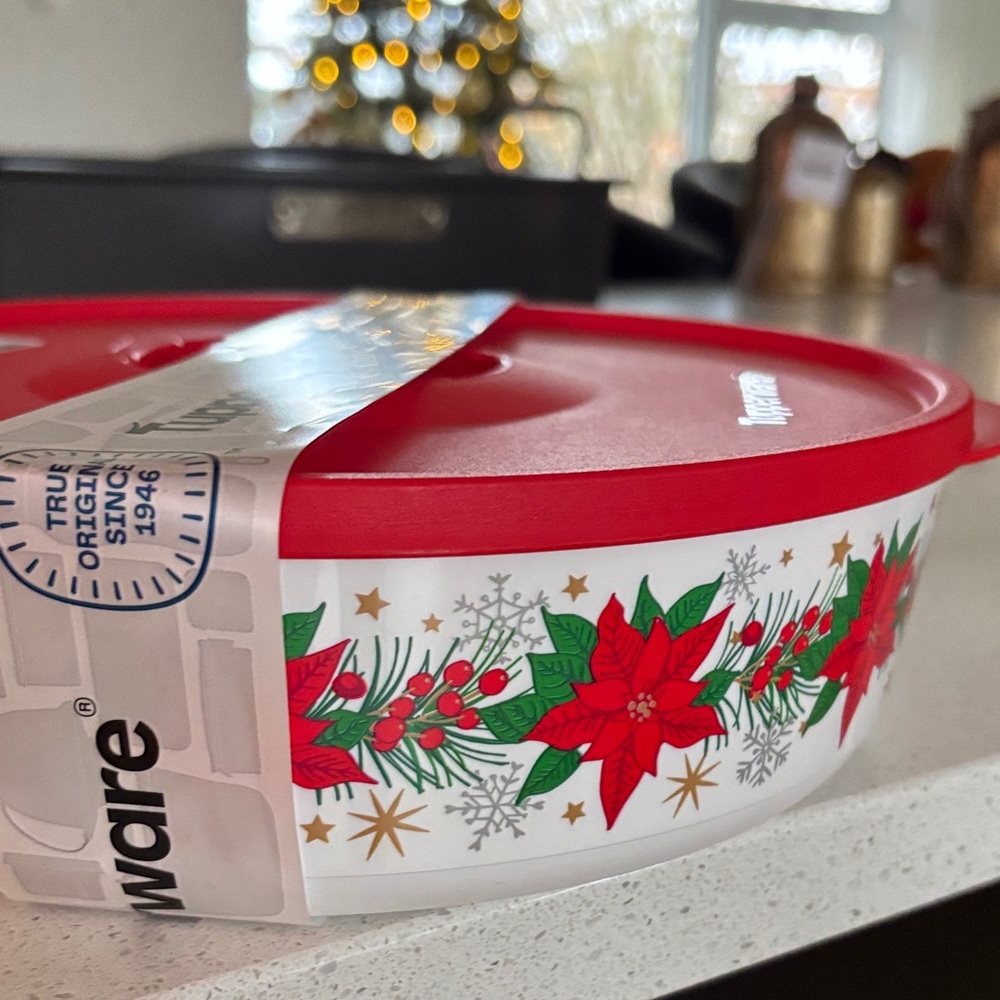 Tupperware Red and White Holiday Container